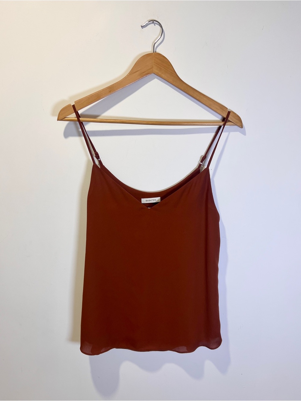 Babaton Women’s Burnt Orange Silk-Blend Cami Top - size XS